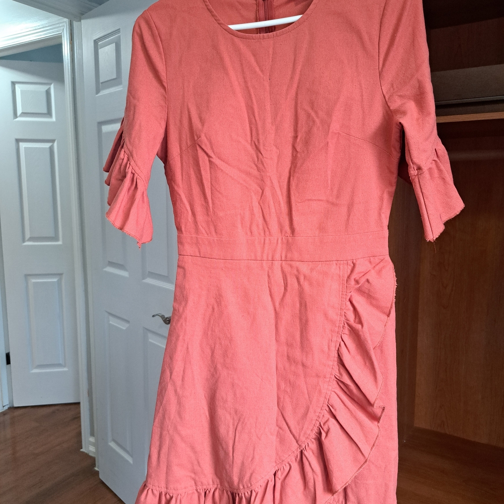 Showpo Coral Linen Midi Dress